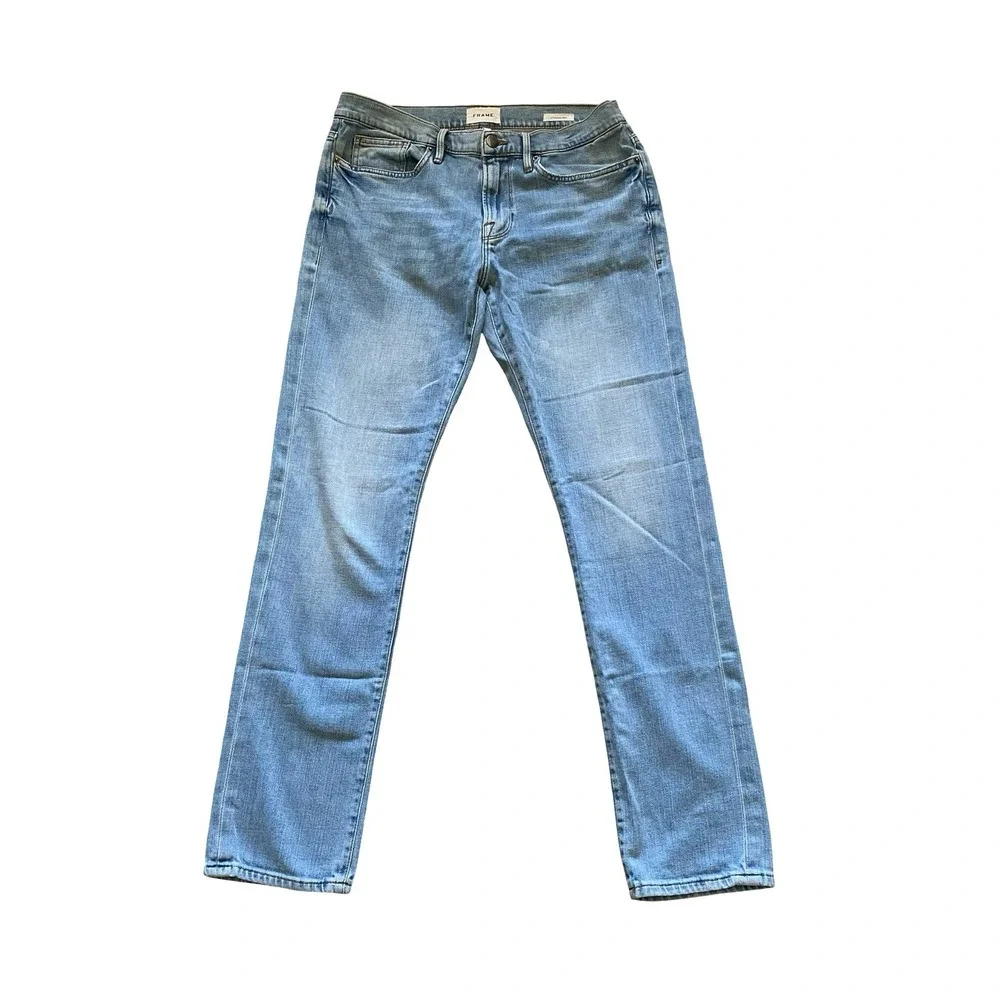 FRAME L'Homme Slim Finn Light Wash Blue Slim Fit Jeans Size 33 Lightweight Men's